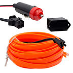 PM-18224 ARAÇ İÇİ NEON ORANJ 5 METRE ÇAKMAKLIKLI İP AYDINLATMA