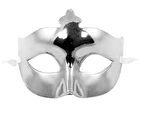 Gümüş Renk Kostüm Partisi Ekstra Parlak Balo Maskesi 15x10 cm