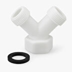 Plastik Y Çatal Bağlantı Aparatı + Conta | Çamaşır Makinesi Musluğu İçin 3/4 inç Su Dağıtıcı