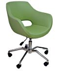 Ofis Koltuğu Döküm Süngerli Yeşil Renk Suni Deri Örümcek Yıldız Ayaklı