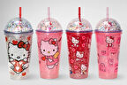 Sevimli Hello Kitty Işıklı Pipetli Boncuklu Suluk & Bardak 400 Ml Alk3145