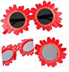 Kırmızı Renk Papatya Şekilli Parti Gözlüğü 18X10 Cm