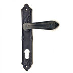 Antika Tarz Dekoratif Pirinç Çiçekli Banyo Kapı Kolu - 240X40 Mm, Oksit