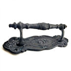 Antika Tarz Dekoratif Pirinç Çiçekli Yan Çekme Kapı Kolu - 240X62 Mm, Oksit