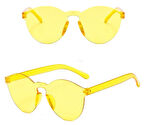 Sert Mika Oval Şekilli Çerçevesiz Sarı Gözlük Parti 5X14 Cm