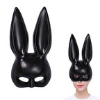 Siyah Renk Ekstra Lüks Uzun Tavşan Maskesi 35X16 Cm