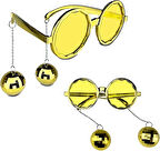 Disko Toplu Küpeli Parti Gözlüğü Altın Renk