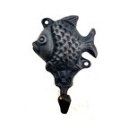 Antika Tarz Dekoratif Pirinç Balık Figürlü Askı - 84X51Mm, Oksit