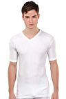 Has Altunkoza 12'li Beyaz Likralı V Yaka Erkek Fanila 14006