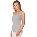 6 Adet Gümüş Kadın Renkli Ribana Düz Biye Geniş Askılı Atlet 4024