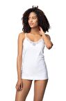 2 li Paket Özlem Kadın İp Askılı Güpürlü Ribana Atlet Beyaz 1315