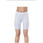 6 lı Paket Hmd Pamuklu Ribana Kadın Dantelli Paçalı Don Beyaz 1005