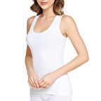 6 Adet Tutku Kadın Ribana Geniş Askılı Atlet Beyaz