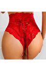 Sistina Kadın Kırmızı Dantelli Yüksek Bel Külot Hera 1001