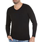 6 Adet Yıldız Erkek Bambu Uzun Kol T-Shirt Fanila Siyah 486