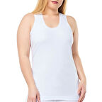 6 Adet Seher Yıldızı Kadın Battal Penye Kaşkorse Atlet Beyaz 010