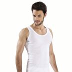 6 lı Paket Hmd Pamuklu Erkek Ribana Askılı Atlet Beyaz 500