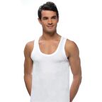 6 lı Paket Sedef Yıldızı Erkek Penye Atlet Beyaz Yüzde Yüz Pamuk