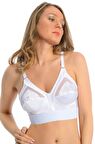 Sistina Kadın Beyaz Mideli Tül Detaylı Toparlayıcı Sütyen 504