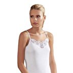 6 lı Paket Şahinler Kadın İp Askılı Güpürlü Atlet Beyaz B006