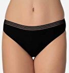 İmer Kadın Modal İnce Tül Çizgili Lastik Slip Bikini Külot 4275