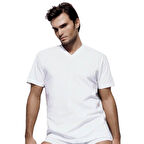 Çift Kaplan Erkek Süprem V Yaka Fanila Atlet Tişört Beyaz 945