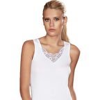 6 Adet Şahinler Kadın Geniş Askı Güpürlü Ribana Atlet Beyaz B011