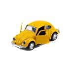 Sarı Metal Beetle Vosvos Nostaljik Araba 12 Cm Çek Bırak Araba Kapılar Açılır Diecast