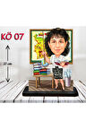 Kişiye Özel Ahşap Biblo - Kadın Öğretmen Karikatür Biblo - Öğretmen Biblo 7