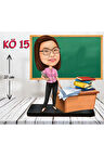 Kişiye Özel Ahşap Biblo - Kadın Öğretmen Karikatür Biblo - Öğretmen Biblo 15