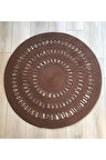 Yuvarlak Kahverengi Jüt Halı - Şekilli Jüt Halı - Kahverengi Hasır Halı