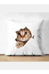 Kedi Model Kırlent Kılıfı - Kedi Yastık Kılıfı