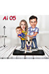 Kişiye Özel Ahşap Biblo - Aile Karikatür Biblo - 3 Kişilik Aile Biblo 2