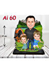 Kişiye Özel Ahşap Biblo - Aile Karikatür Biblo - 3 Kişilik Aile Biblo 16