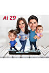Kişiye Özel Ahşap Biblo - Aile Karikatür Biblo - 4 Kişilik Aile Biblo 12