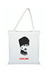 Atatürk Model Bez Çanta - Atatürklü Çanta