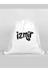 İzmir Baskılı Sırt Çantası - İp Büzgülü Spor Çanta