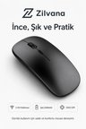 Siyah Slim Kablosuz Mouse 2.4G Şarj Edilebilir 1200 DPI İnce Tasarımlı Sessiz Ofis Laptop Faresi