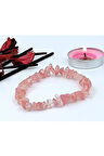 GÜL KUVARS DOĞAL TAŞ BİLEKLİK KALIN LASTİK MİSİNALI