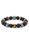 Sertifikalı Obsidyen & Kaplan Gözü & Hematit Doğal Taş Bileklik 8mm