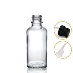 50ml şeffaf cam içten damlalıklı şişe siyah kapak, 12 adet, damlalıklı şişe, damlatmalı şişe 