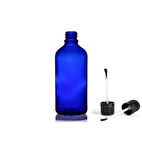 50ml mavi cam şişe fırça kapaklı, 24 adet, ecza şişesi, kozmetik şişe, yapıştırıcı şişesi, yağ şişesi