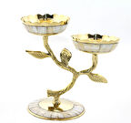 Pirinç Sedefli 2'Li Şamdan