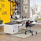 Creo Mobili Yükseklik ve Eğim Ayarlı, Vega Delüx Bilgisayar ve Çalışma Masası Takımı Beyaz/Gri