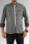 Souris Slim Fit Erkek Kot Gömlek Gri
