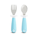 Munchkin Sıçrama Engelleyici Çatal & Kaşık Seti | 12 Ay+ | 2 Adet | Mavi | BPA İçermez | Masaya Değmeyen Özel Tasarım
