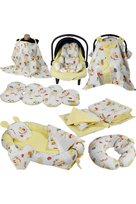 ABT Babynest Puset Içi Set Araba Minderi Emzirme Örtüsü ve Minderi Beşik Içi Nevresim Takımı 15 Li Set