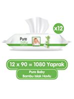Pure Baby Organik Bambu Özlü Islak Havlu 12×90 (1080 Yaprak)
