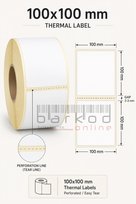 100x100mm Perforeli Termal Barkod Etiketi 1 Rulo 250 Adet
