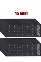15 Adet Türkçe Q Klavye Sticker Notebook Pc Uyumlu Klavye Etiketi Silinmez Yapışkanlı Türkçe Harfler